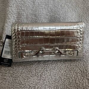 Rebecca Minkoff Silver Crocodile Embossed Clutch